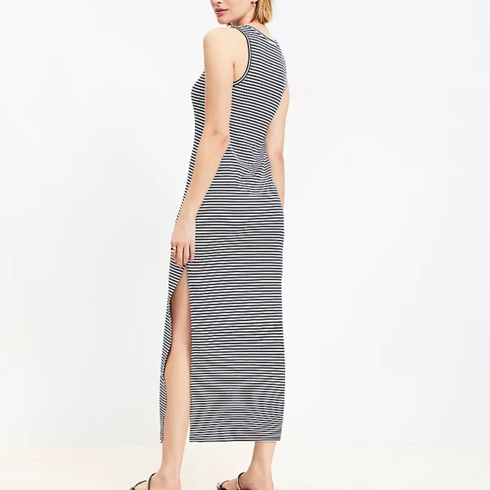 Women’s Loft perfectly ribbed Striped Black and White Sleeveless Maxi Dress L